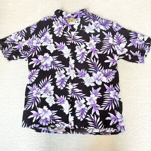 Winnie Fashion Vintage Hawaiian Short Sleeve Button Up Shirt Made in Hawaii - US